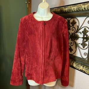 Cool  Alfani Red leather suede zip up Jacket Sz XL
